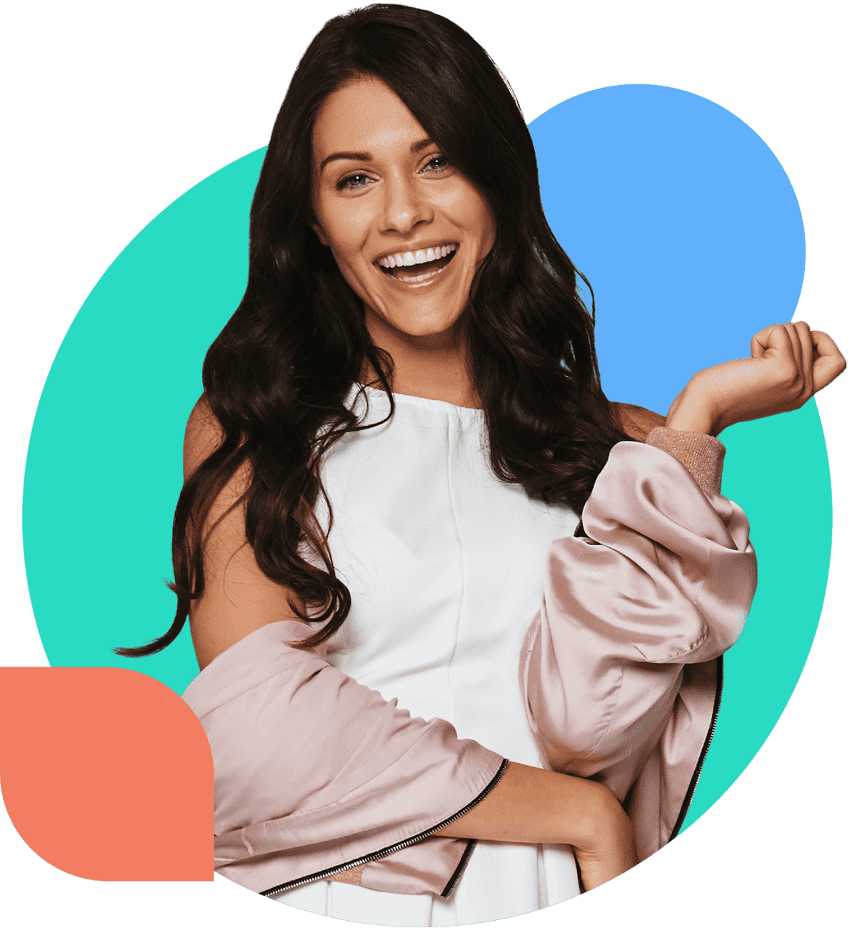 Smiling receptionist handing over documents to customer.